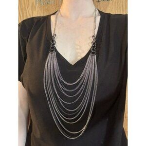 A50 Gorgeous, Multi Layered Chain, Necklace, Silver Tone statement, necklace